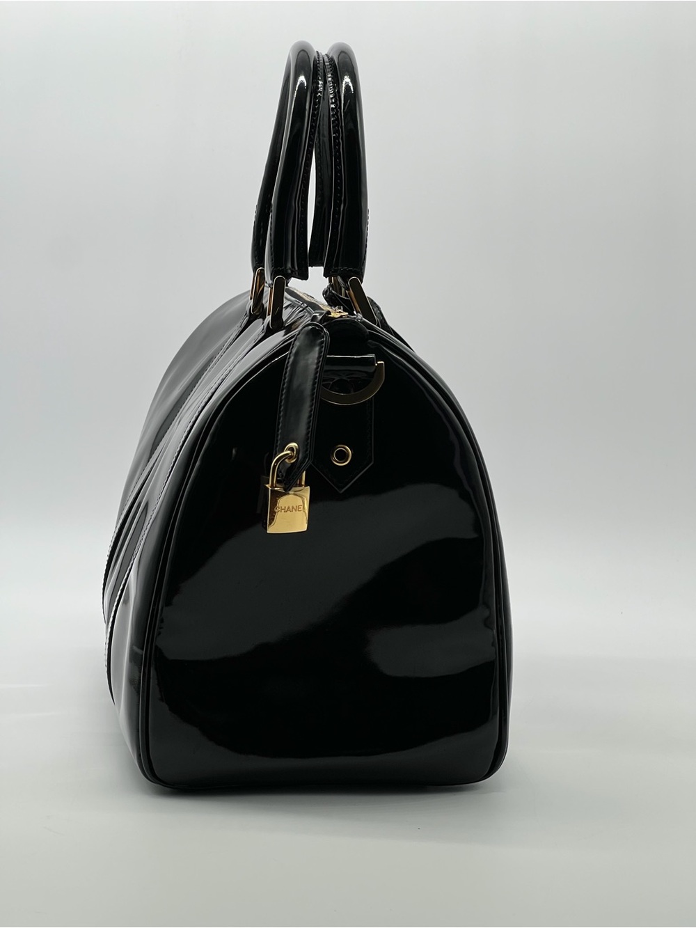 CHANEL VINTAGE PATENT BOSTON BAG - Picture 5 of 15
